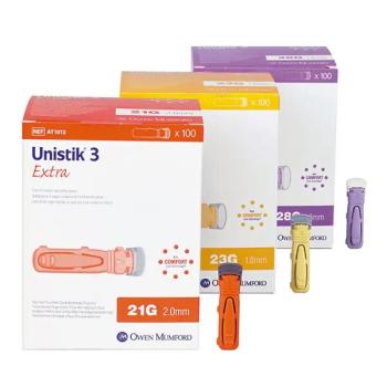 Unistik® 3 Extra Sicherheitslanzetten I 21G I Packung mit 100 Stück