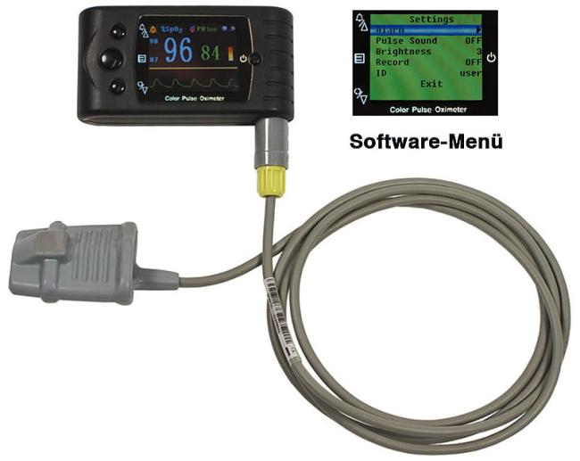 Handheld Pulsoximeter CMS60C mit Pulston und Alarmgrenzen