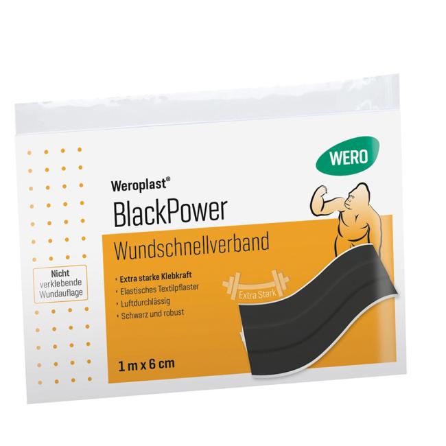 Wundschnellverband Weroplast® BlackPower | 1m x 6cm